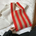 thumbnail image 1 of facefd Stripe Pattern Lady Shoulder Bag Hand Bag Women Totes Red Khaki, 1 of 8