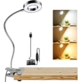 thumbnail image 1 of Lámpara de escritorio con clip USB, 48 LED flexibles de 360°, 3 colores y 10 niveles de brillo regulables, 7 W, ideal para cama, escritorio, mesita de noche o lectura (plateada), 1 of 5