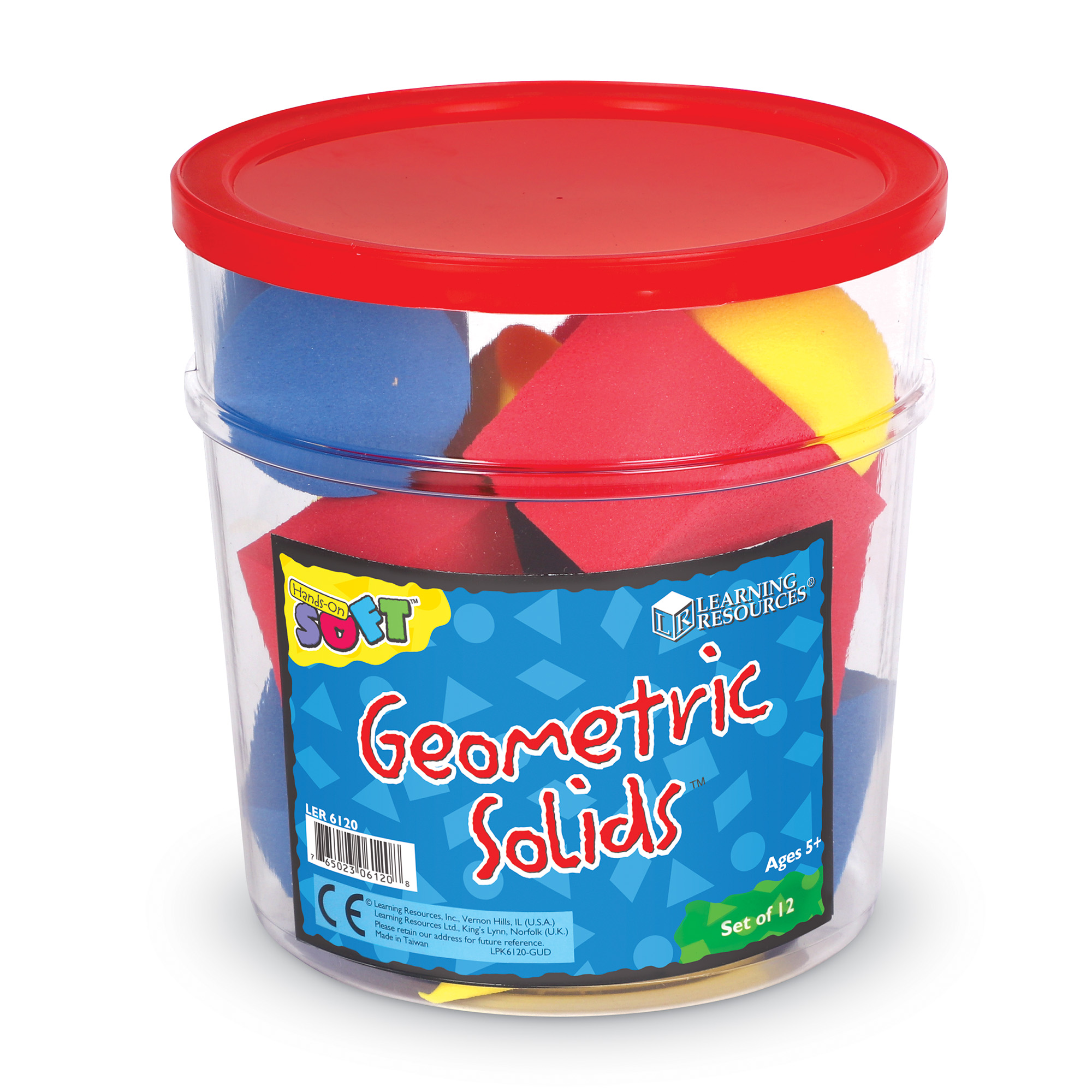 Learning Resources Hands-On Soft Geosolids, Soft Foam 3D Shapes, Math Manipulatives, Set of 12, Ages 5,6,7+
