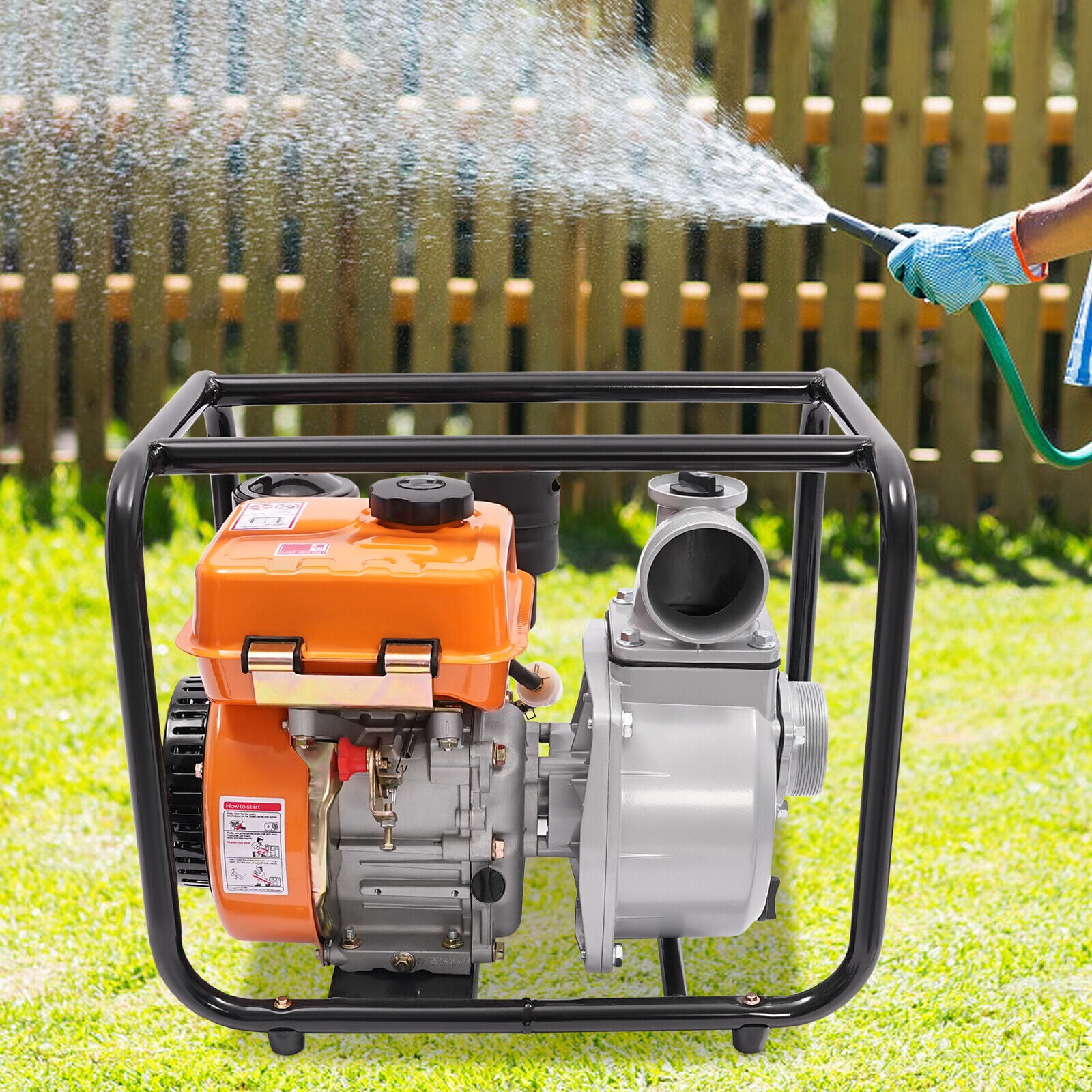 196cc Diesel Water Pump - 2.3kW, 3600rpm, 3" Inlet/Outlet with 24ft Hose for Farm & Garden Irrigation, High Flow Rate, Durable Aluminum Build