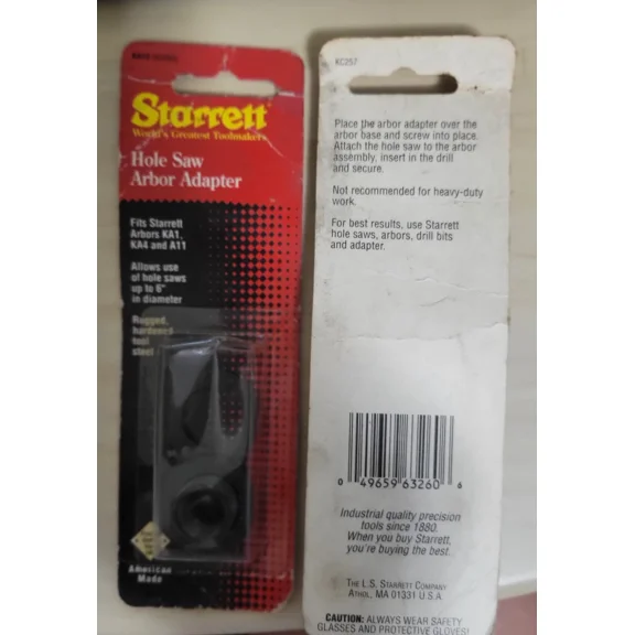 Starrett A12 Hole Saw Drive Arbor Adaptor Ka12 #63260 Nos ( Bnx)