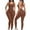 Brown, variant on aidice Yoga Bodysuits for Women Summer Sleeveless Backless Slim Build in Bra Workout Leggings Jumpsuits
