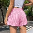 thumbnail image 4 of Women's Striped Print Shorts High Waisted Elastic Waist Wide Leg Loose Casual Shorts XL, 4 of 9