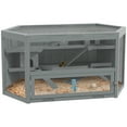 thumbnail image 2 of PawHut Wooden Hamster Cage 3 Tier with Tray, Seesaws, Water Bottle, Gray, 2 of 9