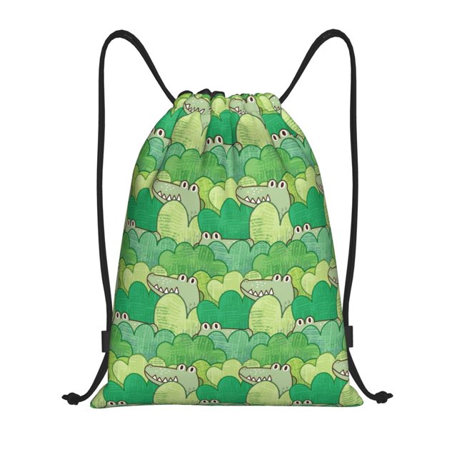 Fotbe Crocodile And Bush Bolsa Mochila con Cordón Estampada, Bolsa de Gimnasio Deportiva, Bolsa Cinch, Bolsa con Cordón para Hombres y Mujeres-Small
