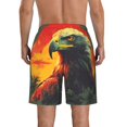 thumbnail image 3 of KLL Hawaiian Style Bald Eagle Men's Casual Summer Beach Shorts Hawaiian Shorts with Pockets-XX-Large, 3 of 5