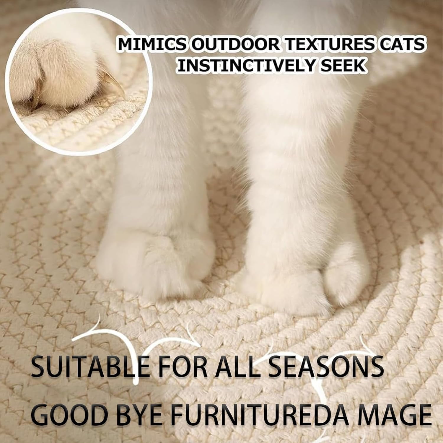 Instinct Basket, Stimuli Cat Bed with Toy Tail, Cats Ear Design, Breathable All Season Universal, Scratch-Resistant