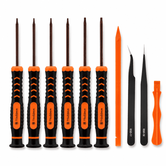 10-in-1 Torx Screwdrivers Repair Set with Magnetic T3 T4 T5,T6/T8/T10 Torx Security Bit & Tweezers,Fit for Xbox,PS4/PS5,Macbook,Computer
