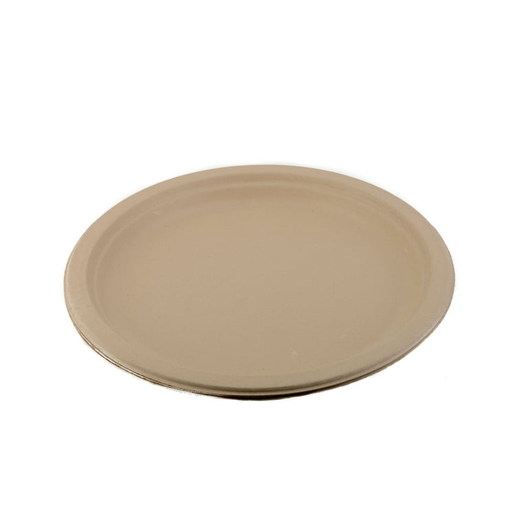 50 Count 100% Compostable 6-Inch Plates EcoQuality - Natural