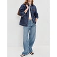thumbnail image 6 of EMMIOL Women's Vintage Washed Denim Jacket Oversized Zipper Front Contrast Collar Jean Jacket with Pockets Casual Y2K Streetwear, 6 of 8