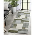 thumbnail image 1 of Well Woven Welma Green Grey Modern Geometric Boxes & Stripes Pattern Runner Rug 2x7 (2'3" x 7'3"), 1 of 8