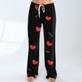 thumbnail image 6 of Women's Drawstring Valentine's Day Printed Casual Pants, Elastic Waist Lounge Pants for Women, Holiday Themed Sleepwear Pajama Pants, Comfortable Fit,Watermelon Red,S, 6 of 7