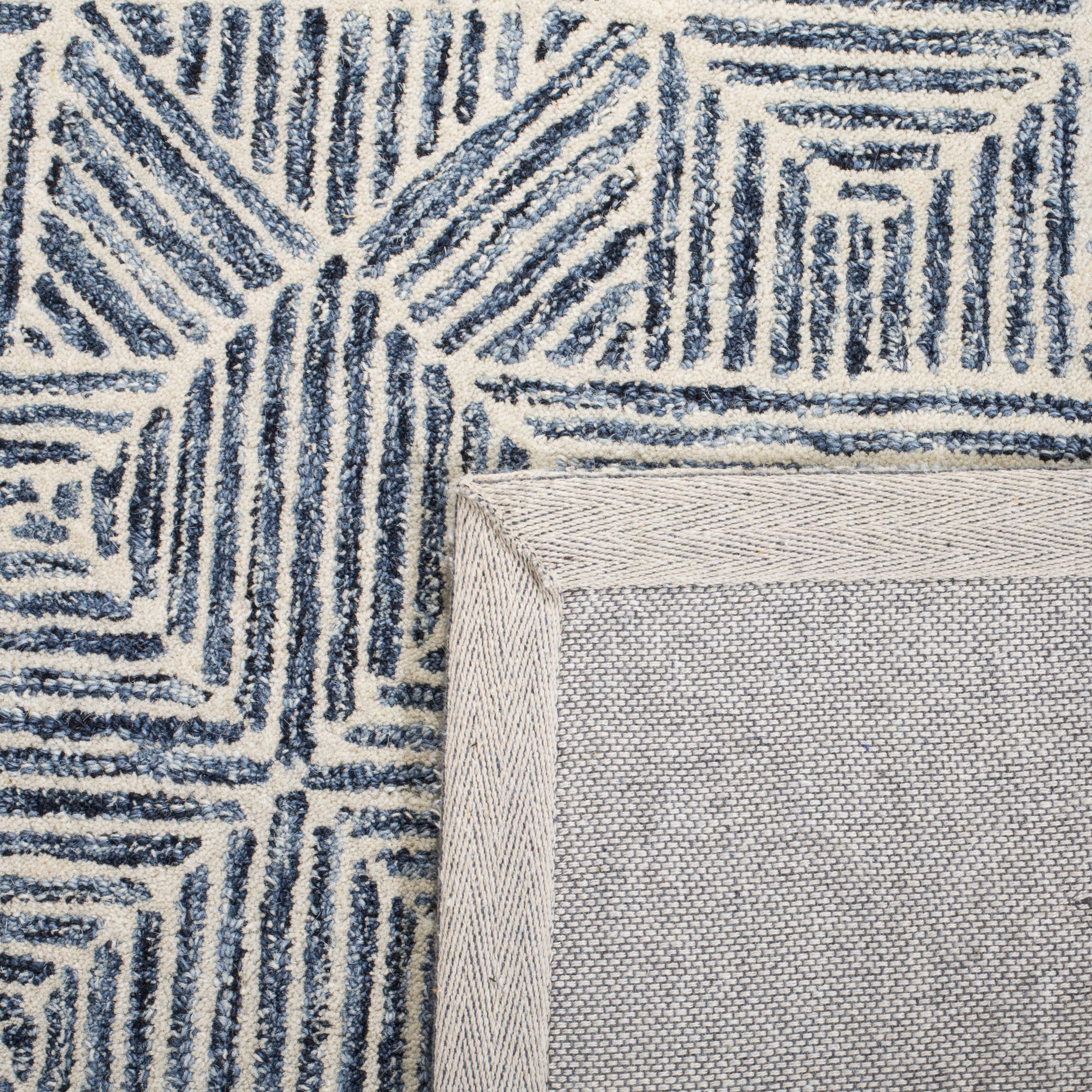 SAFAVIEH Abstract Brock Geometric Runner Rug, Blue/Ivory, 2'3" x 14'