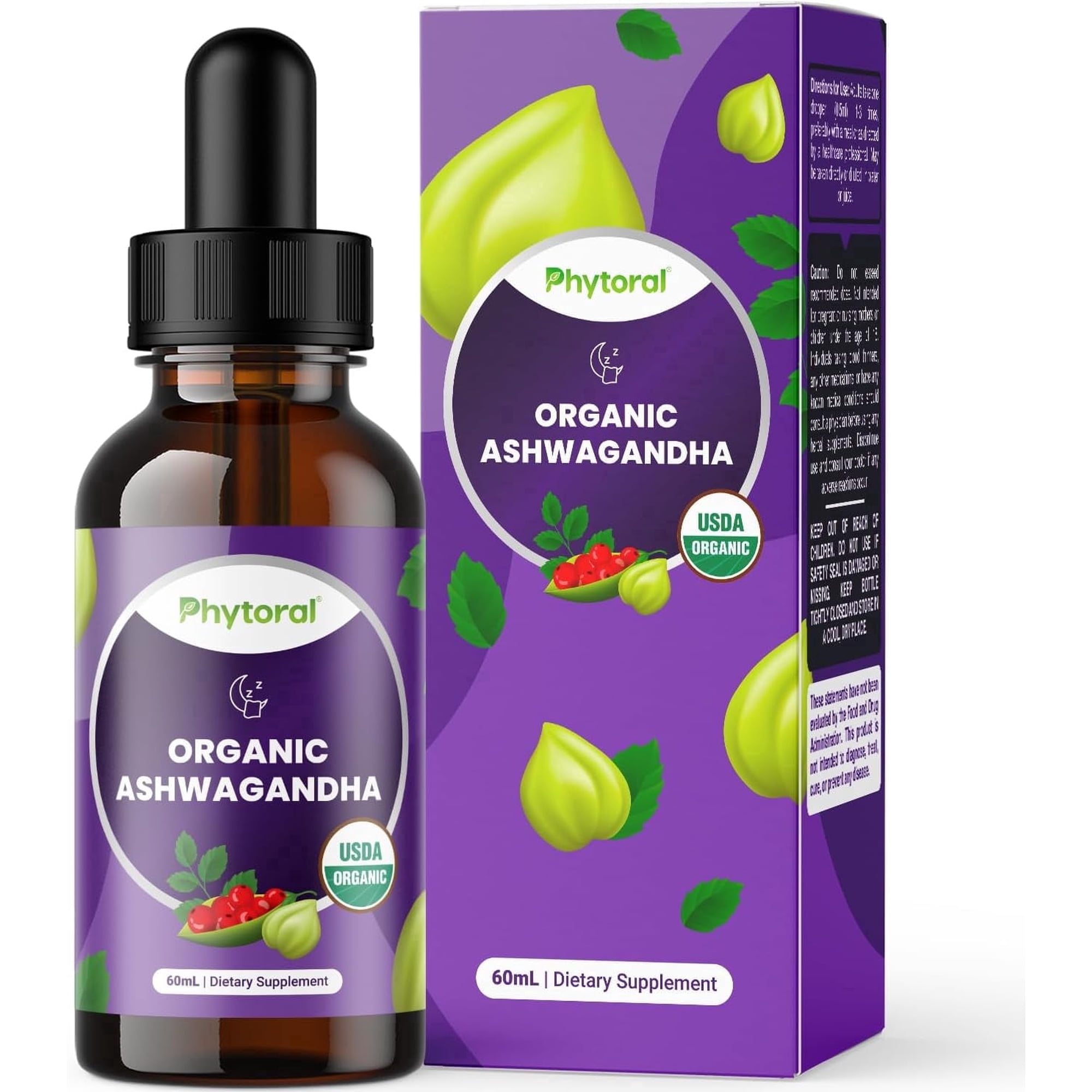Phytoral Ashwagandha Liquid Drops, Mood Support Supplement for Adults, 60 ml
