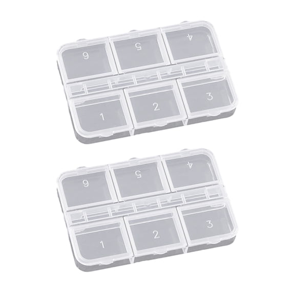 Compact 6 Section Plastic Organizers For Nails Art Equipment Small Object Storage Home Office Use