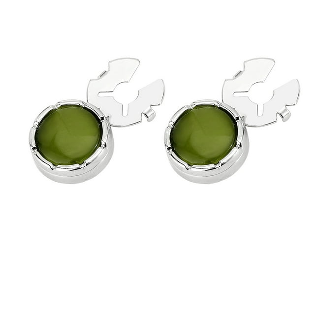 Gemelos de ónix verde bañados en plata para hombre