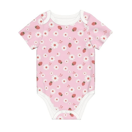 

Matuu Hand Drawn Strawberry for Baby Short-Sleeve Bodysuit Soft Cotton Comfortable and Breathable Perfect for Newborns and Infants