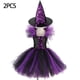 thumbnail image 1 of Disfraz de bruja morada para niñas, vestido de malla con cola, disfraz de Maléfica de lujo para niñas, fiesta de Halloween, ropa de cosplay de Disney para niños de 2 a 12 años, 1 of 4