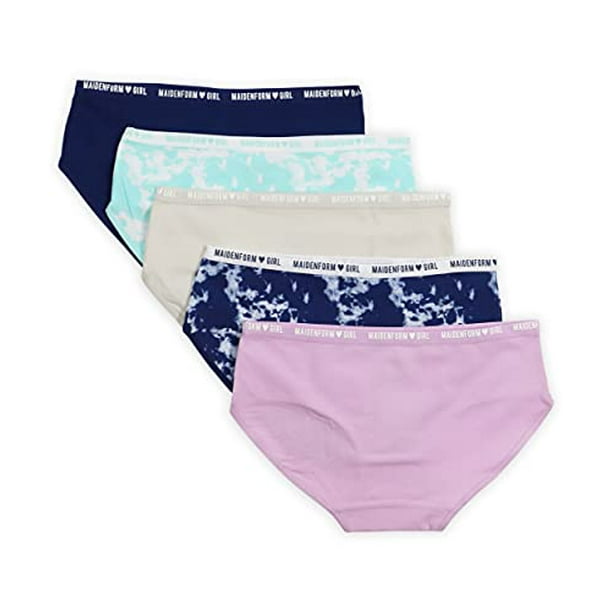 Maidenform girls Hipster Cotton Panties, 5 Pack Underwear, Cool Tie Dye  Pack, X-Large US 