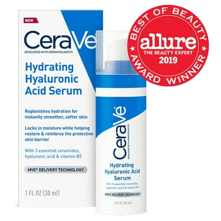 CeraVe Hydrating Hyaluronic Acid Face Serum, 1 fl (The Best Hyaluronic Acid Product)