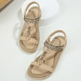 thumbnail image 5 of Gubotare Women's Flat Sandals Women Sandals Walking Flats Summer Beach Sandals Arch Support Casual Dressy Shoes for Women Elastic Ankle Strap Jeweled Bohemian Shoes (Khaki,Size 12), 5 of 9