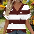 thumbnail image 3 of Favoffer Women Boho Tops Short Sleeve V Neck Stripe Print Dolman Sleeve Loose Casual Blouses Street Travel Gathering Relax, 3 of 6