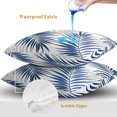 thumbnail image 4 of Throw Pillow Covers 20x20 Inch Set of 2, Navy Palm Leaves Waterproof Outdoor Pillow Covers, Summer Tropical Botanical Leaf Gray Decorative Cushion Pillowcases for Couch, Sofa, Bed, Garden, Patio, 4 of 9