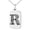 Silver, variant on Stainless Steel Letter R Initial Dotted Monogram Engraved Small Rectangle Dog Tag Charm Pendant Necklace