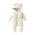 thumbnail image 1 of ZAXARRA Baby Jumpsuit, Long Sleeve Ears Hooded Button Closure Fall Romper Clothes for Boys Girls, 1 of 7