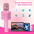 thumbnail image 3 of BONAOK  Wireless Karaoke Microphone, Portable Karaoke Machine with LED Lights, Bluetooth Microphone Singing Gift for Kids Adults, Q37 Pink, 3 of 13