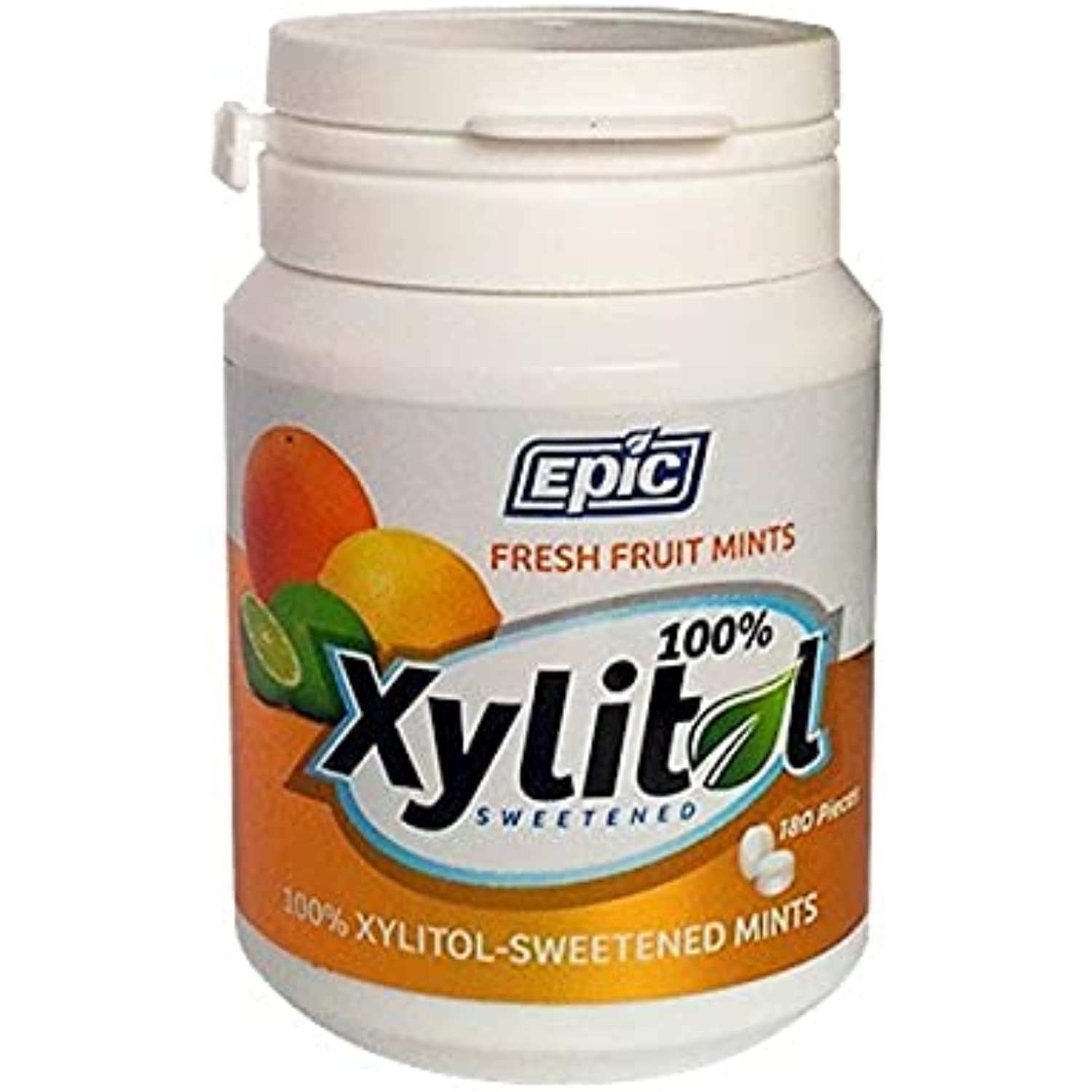 Epic Dental 100 Xylitol Sweetened Breath Mints, Fresh Fruit, 180 Count