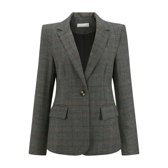 DARING DIVA Women's Houndstooth Plaid Blazer Business Suit Jacket S Black Grey