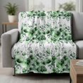 thumbnail image 2 of Green Floral Blanket Soft Cozy Warm Throw Blanket for Couch, Plush Fuzzy Flannel Fleece Blankets for Sofa, Vintage Farmhouse Garden Flower Leaves Bed Blankets Lightweight Gifts for Women, 40"x50", 2 of 9