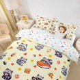 thumbnail image 2 of Castle Fairy Girls Cute Cartoon Food Raccoon Bedding,Heart Star Snack Base Duvet Cover Full,Cream Yellow Pink,Reversible,3pcs,No Comforter,1 Duvet Cover and 2 Pillowcases, 2 of 6