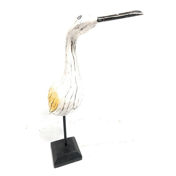 Egret Bird 14" Wooden - Decorative Rustic Yellow Coastal Decor | #ort1705234y