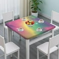 thumbnail image 3 of Colorful Tie Dye Nebula Pattern Square Fitted Tablecloth with Elastic Edge,Square Table Cover,Washable Elastic Table Cover for Home Kitchen Party Decor 34"x34", 3 of 6
