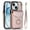 Rose gold, variant on For iPhone 14 Case Premium PU Leather Accordion Folding Wallet &Card Holder With RFID Shielding Material Phone Case ,with Adjustable Ring Holder And Wristband,black,For iPhone 14