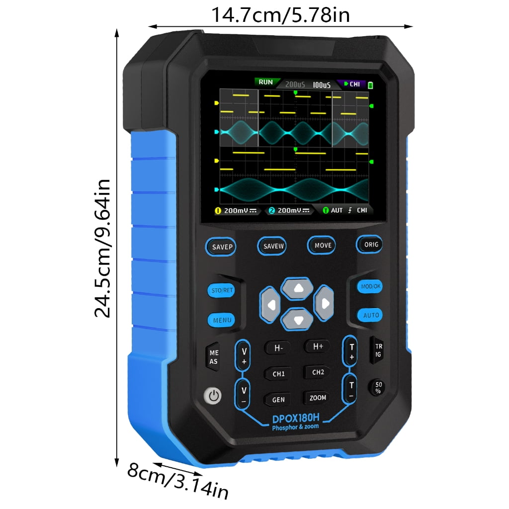 Handheld Digital Oscilloscope 180MHz Analog Bandwidth 500MSPS Sampling Rate