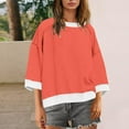 thumbnail image 3 of Busydd Sweatshirts for Women Casual Colorblock Patchwork Crewneck Sweatshirt Fashion 3/4 Length Sleeve Pullover Tops Comfy Versatile Fall Sweatshirt L, 3 of 8