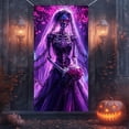 thumbnail image 6 of Halloween Decorations Door Cover, Large Scary Creepy Door Banner Bathroom Porch Door Backdrop House Halloween Party Decoration, 35*71 In Purple, 6 of 8