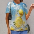 thumbnail image 6 of Yellow Lemon Womens Tops Women's Fashion Casual Short Sleeve Flower Print Round Neck Pullover Top Blouse, 6 of 6