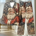 thumbnail image 5 of successthop Womens Plus Size Christmas Pajamas Santa Long Sleeve Lapel Button Sleepwear and Pj Pants Xmas Nightwear Blue, 5 of 6