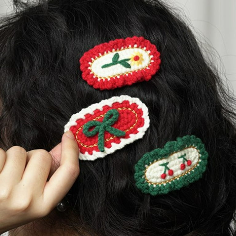 1 Pcs Wool Knitting Headwear Handmade Crochet Clips Hairpins Children Girls  Kid Hair Clips Barrettes Accessories Headwear