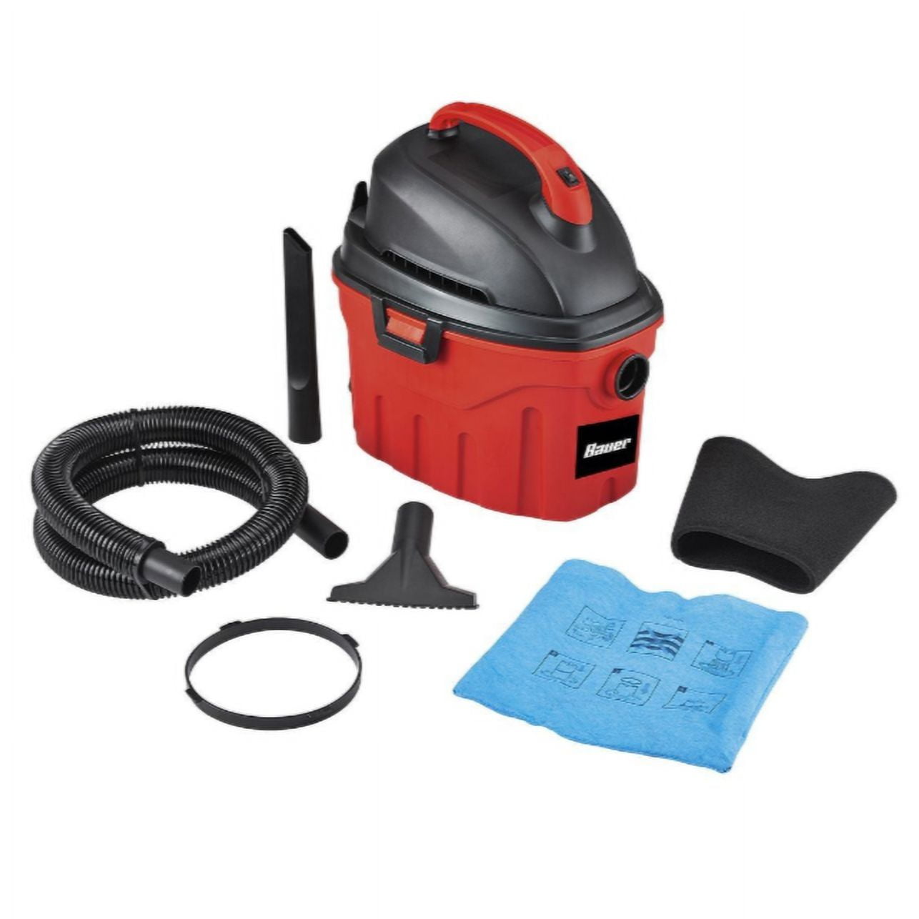 BAUER 3 Gallon 3 Peak HP Wet / Dry Portable Stainless Poly Shop Home Vac Vacuum