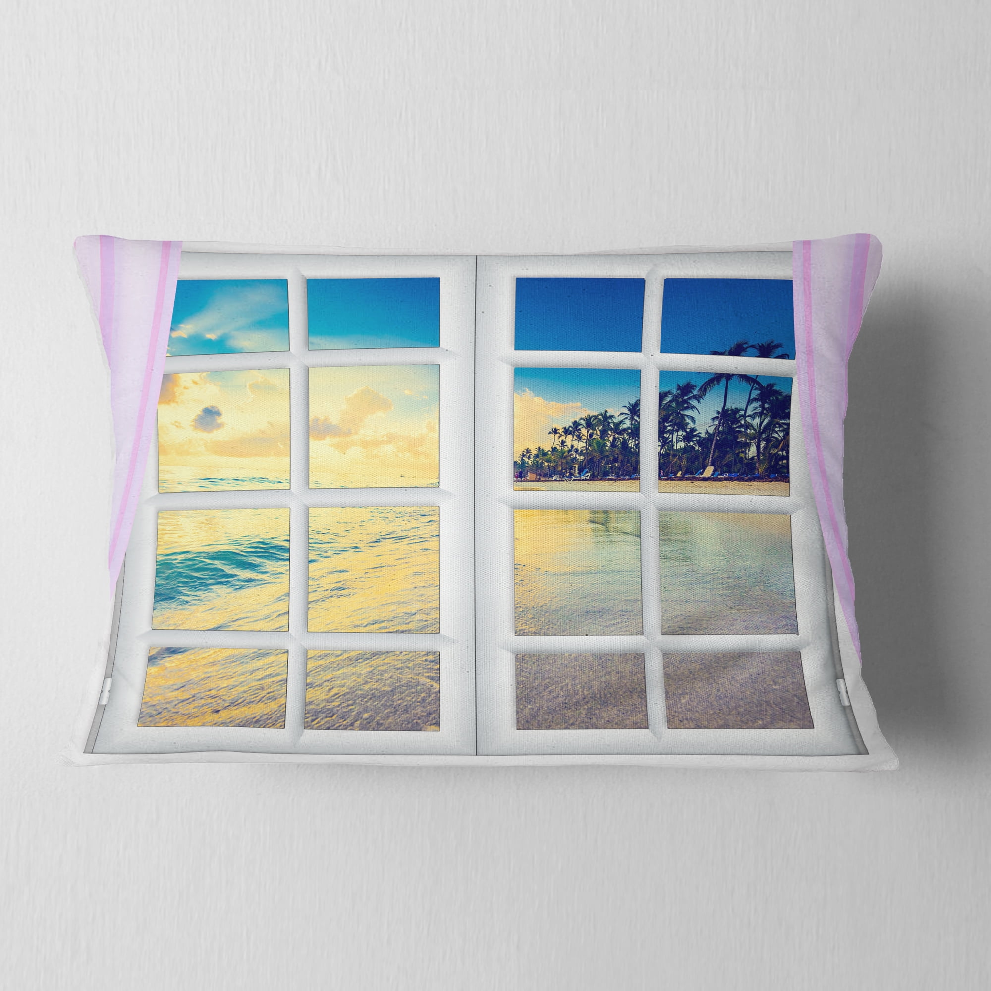Designart 12" x 20" White Polyester Throw Pillow