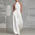 thumbnail image 2 of JFGHDG Jumpsuits for Women Dressy Casual Wide Leg Rompers Pants One Piece Suits Sleeveless High Waist Vacation Party Club X1 White 2XL, 2 of 6