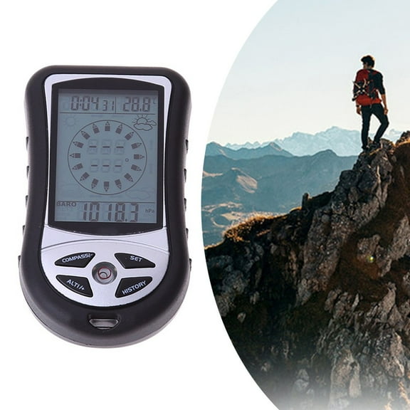 Handheld Pocket Altimeter BarometerCompass Thermometer Weather Hiking Gear