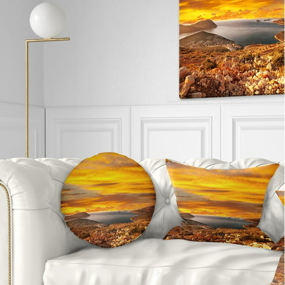 Designart Beautiful Landscape under Yellow Sky - Landscape Printed Throw Pillow - 12x20