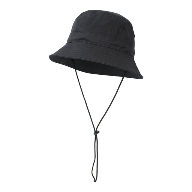 Bucket Hat Solid Color Unisex Reversible Fishing Hat Beach Cap with Lanyard