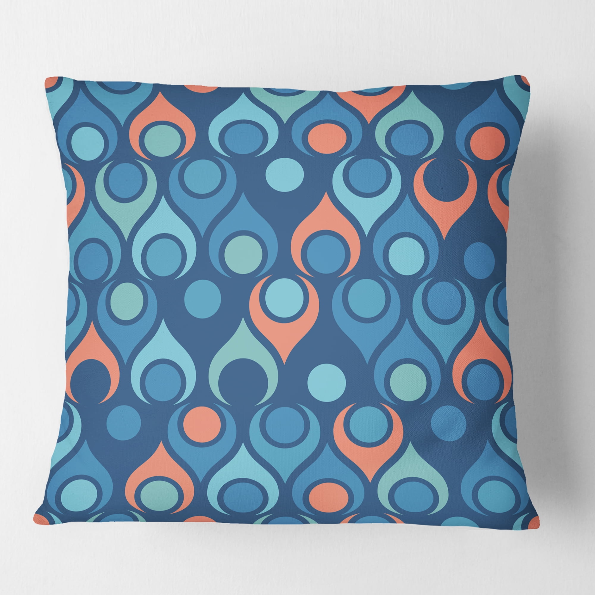 Designart Retro Abstract Drops X' Mid-Century Modern Throw Pillow - 18x18